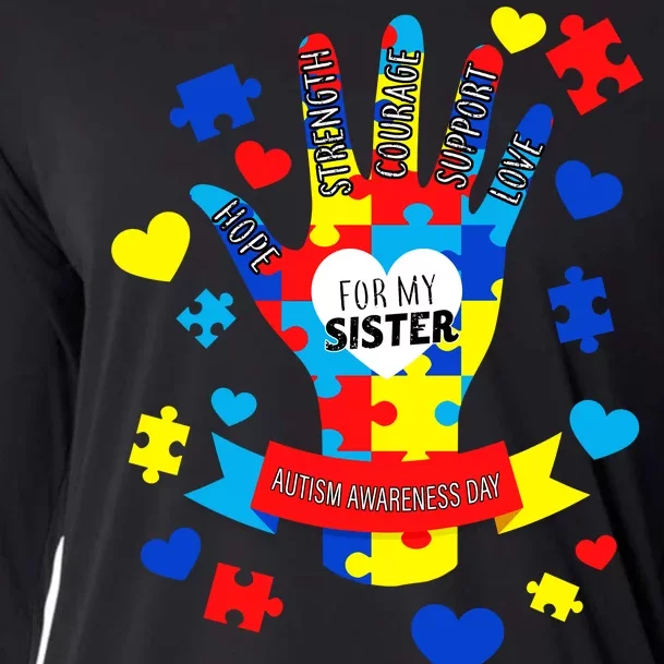 Support Autism Awareness Day For My Sister Cooling Performance Long Sleeve Crew