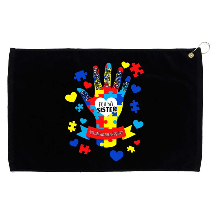 Support Autism Awareness Day For My Sister Grommeted Golf Towel