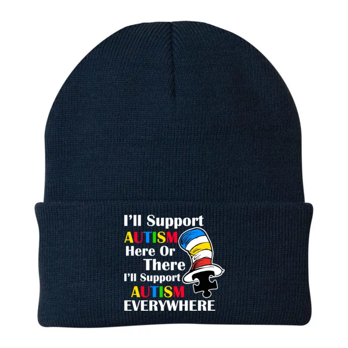 Support Autism Here Or There And Everywhere Knit Cap Winter Beanie