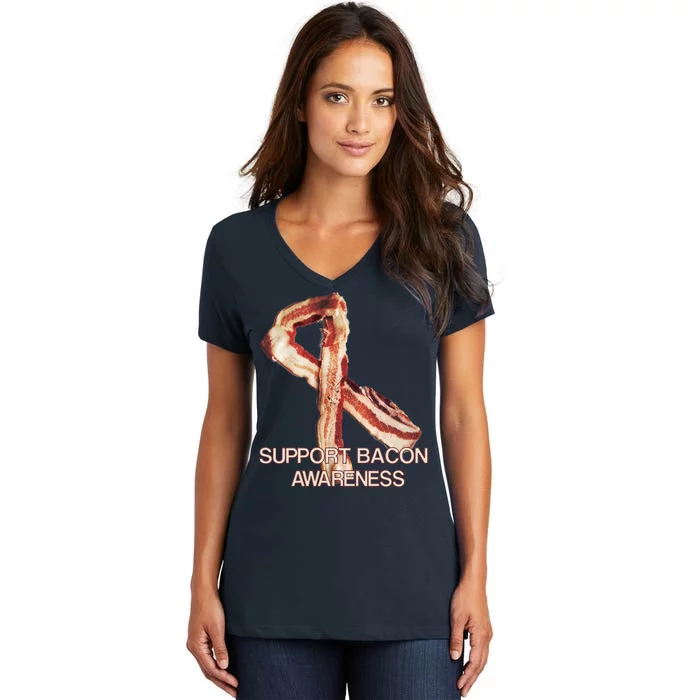 Support Bacon Awareness Women's V-Neck T-Shirt