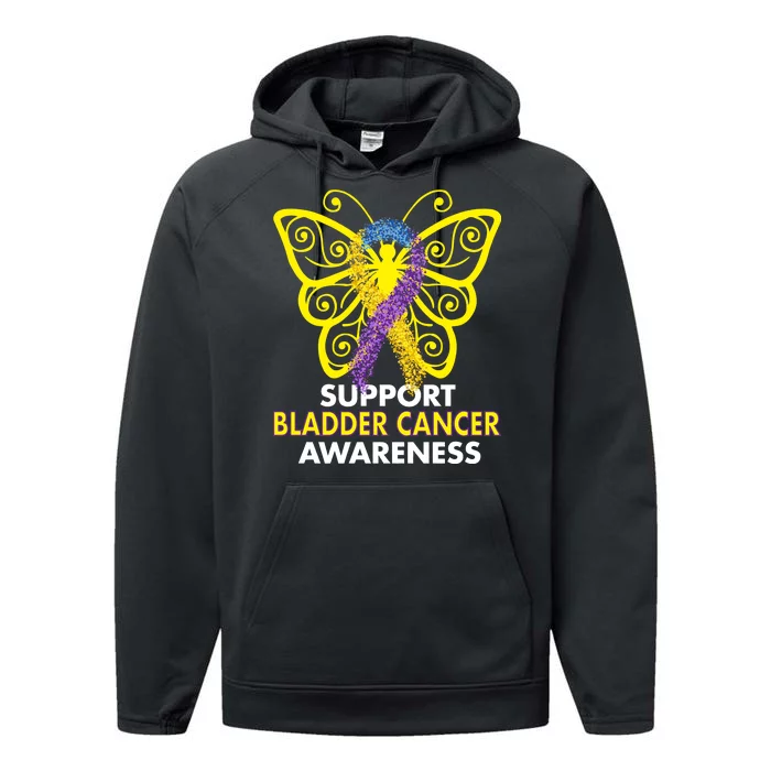 Support Bladder Cancer Awareness Butterfly Performance Fleece Hoodie