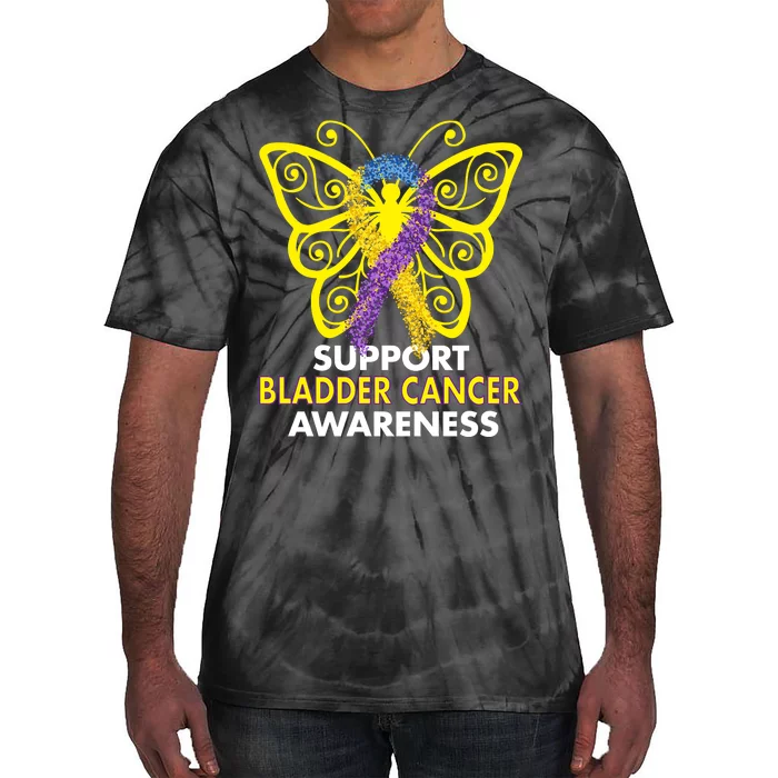 Support Bladder Cancer Awareness Butterfly Tie-Dye T-Shirt