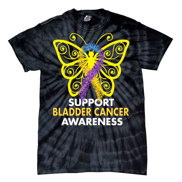 Support Bladder Cancer Awareness Butterfly Tie-Dye T-Shirt