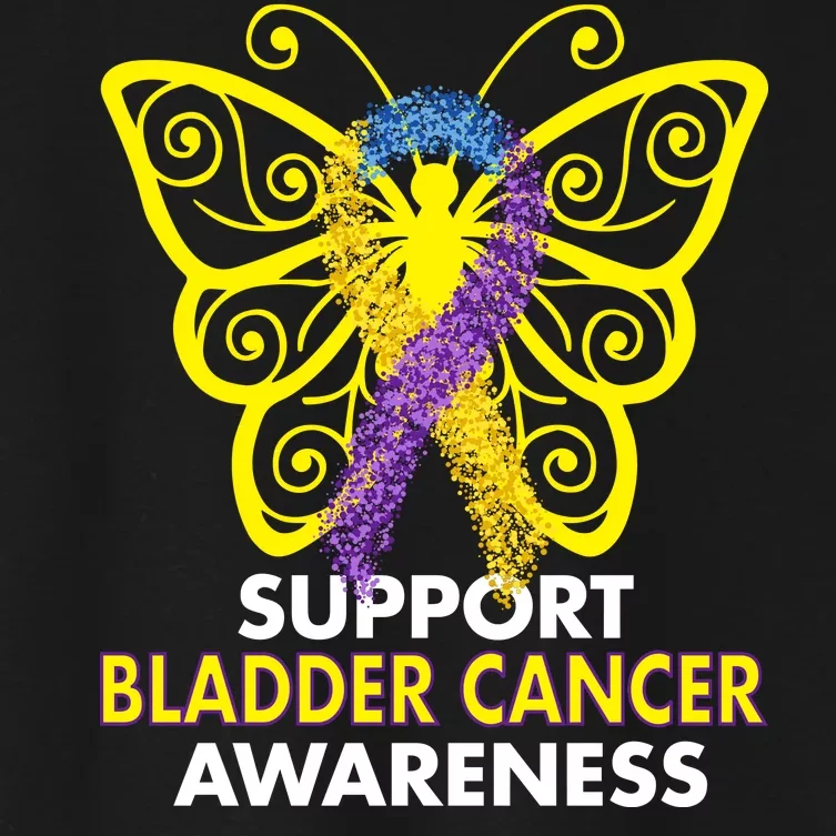 Support Bladder Cancer Awareness Butterfly Women's Crop Top Tee