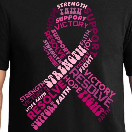 Support Breast Cancer Ribbon Strong Pajama Set