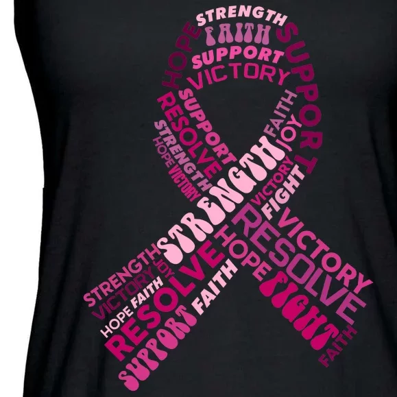 Support Breast Cancer Ribbon Strong Ladies Essential Flowy Tank