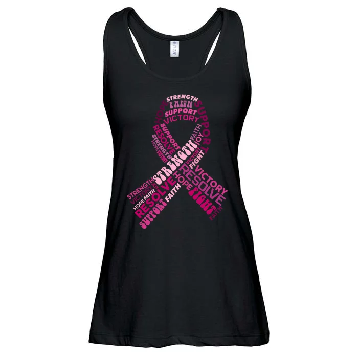 Support Breast Cancer Ribbon Strong Ladies Essential Flowy Tank