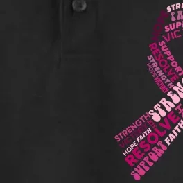 Support Breast Cancer Ribbon Strong Dry Zone Grid Performance Polo