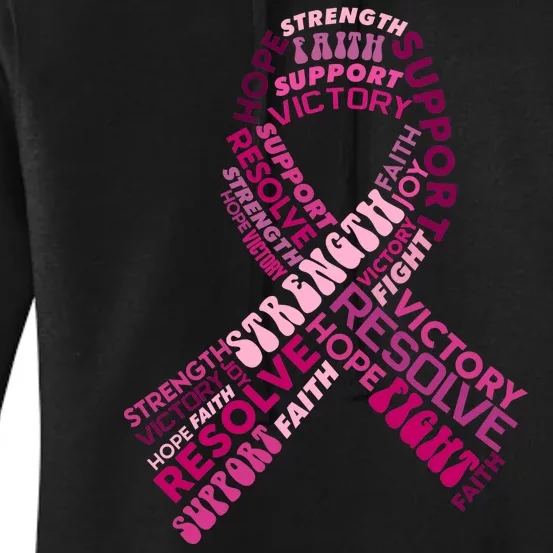 Support Breast Cancer Ribbon Strong Women's Pullover Hoodie