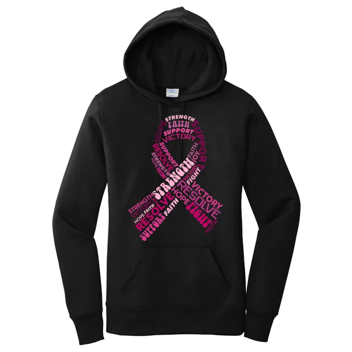 Support Breast Cancer Ribbon Strong Women's Pullover Hoodie