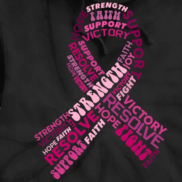 Support Breast Cancer Ribbon Strong Tie Dye Hoodie