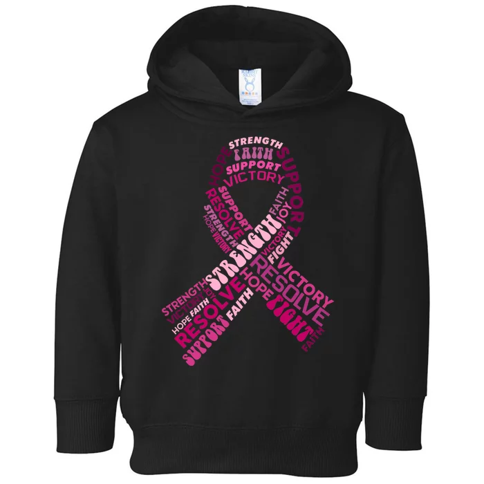 Support Breast Cancer Ribbon Strong Toddler Hoodie