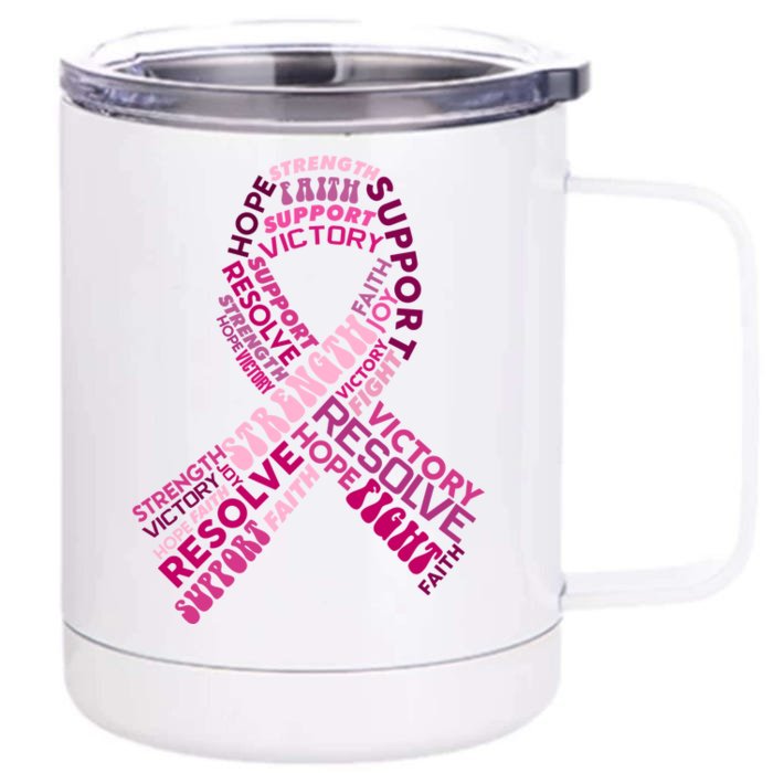 Support Breast Cancer Ribbon Strong Front & Back 12oz Stainless Steel Tumbler Cup