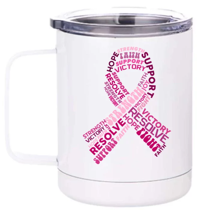 Support Breast Cancer Ribbon Strong Front & Back 12oz Stainless Steel Tumbler Cup