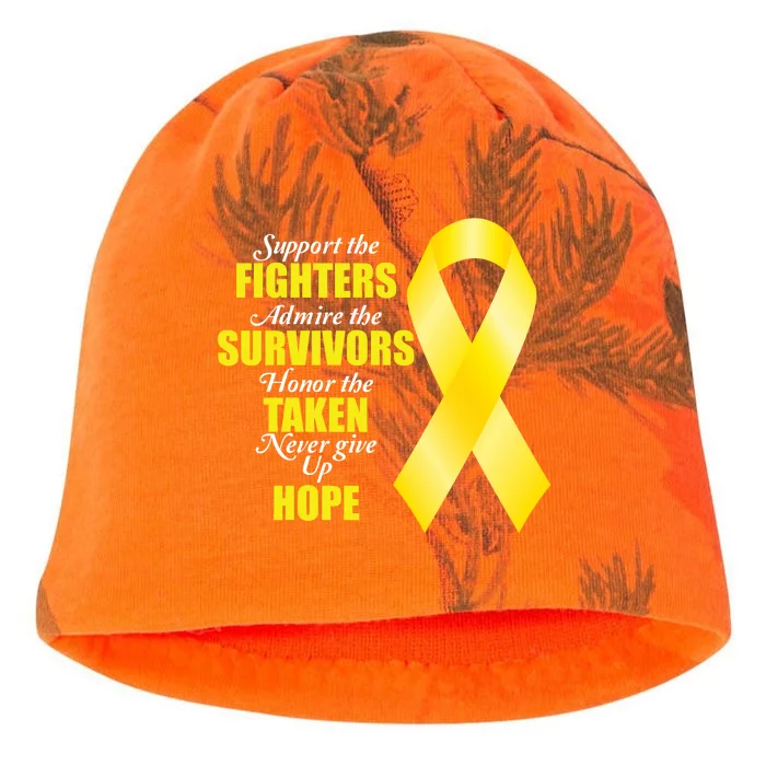 Support Childhood Cancer Awareness Quote Kati - Camo Knit Beanie