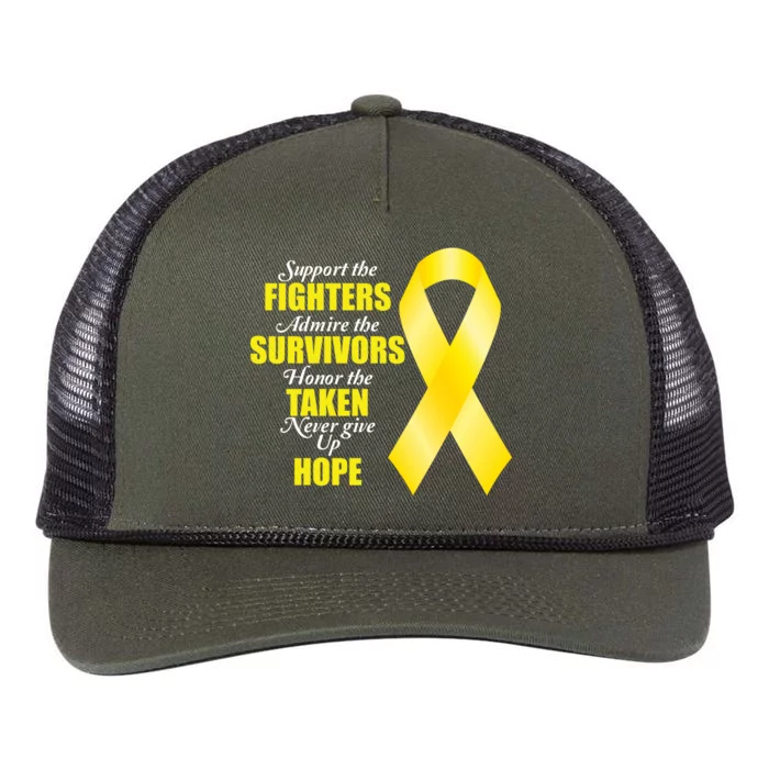 Support Childhood Cancer Awareness Quote Retro Rope Trucker Hat Cap