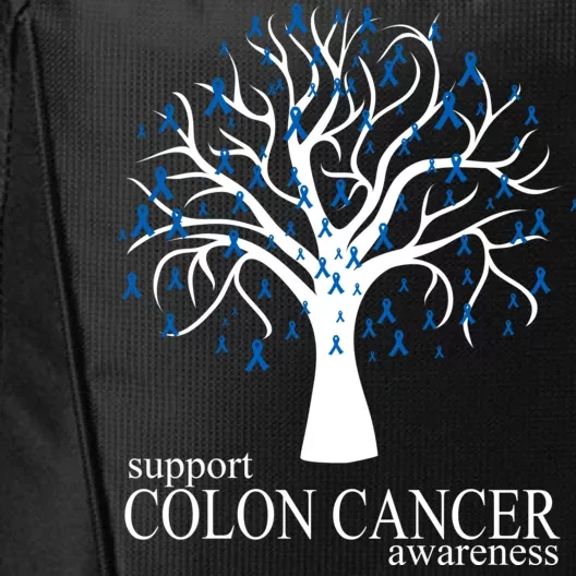 Support Colon Cancer Awareness Ribbon Tree City Backpack