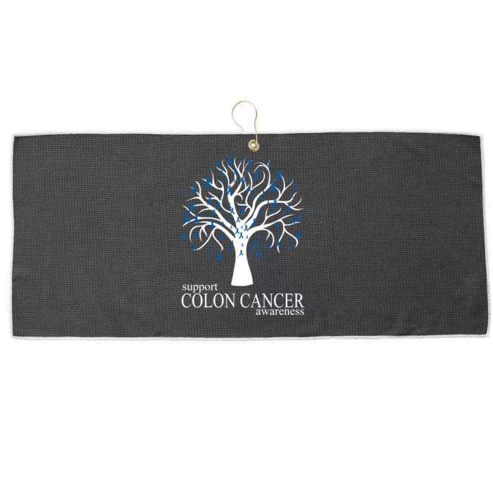 Support Colon Cancer Awareness Ribbon Tree Large Microfiber Waffle Golf Towel