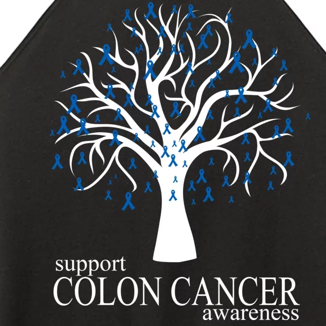 Support Colon Cancer Awareness Ribbon Tree Women’s Perfect Tri Rocker Tank