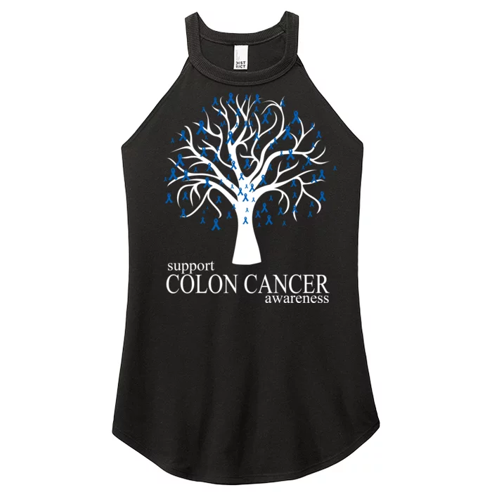 Support Colon Cancer Awareness Ribbon Tree Women’s Perfect Tri Rocker Tank