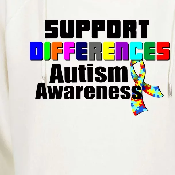 Support Differences Autism Awareness Womens Funnel Neck Pullover Hood