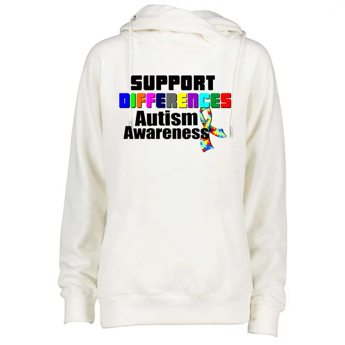 Support Differences Autism Awareness Womens Funnel Neck Pullover Hood