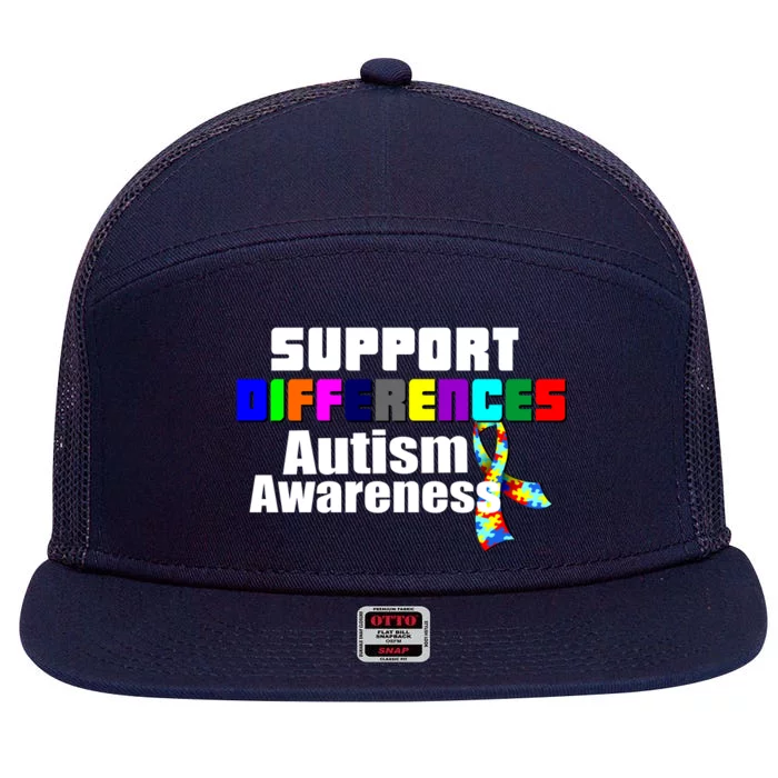 Support Differences Autism Awareness 7 Panel Mesh Trucker Snapback Hat