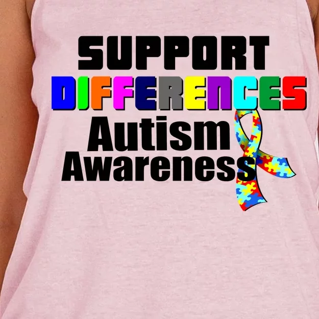 Support Differences Autism Awareness Women's Knotted Racerback Tank