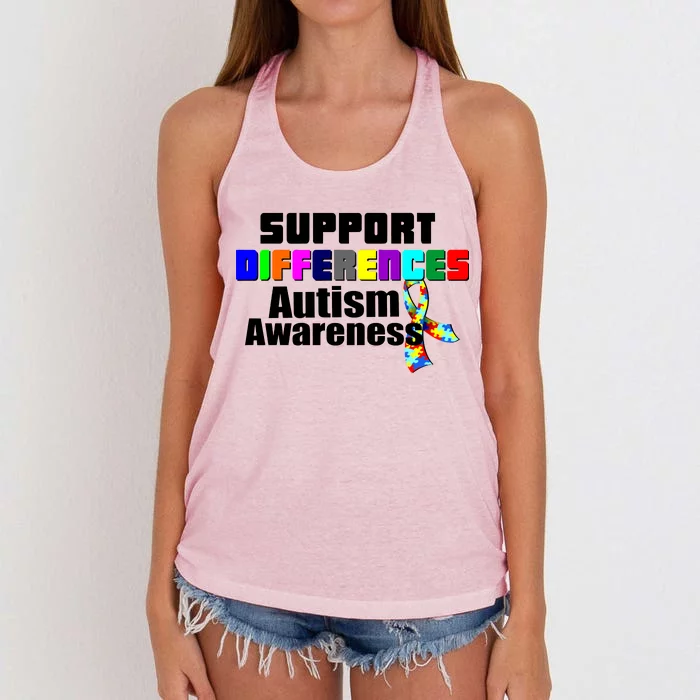 Support Differences Autism Awareness Women's Knotted Racerback Tank