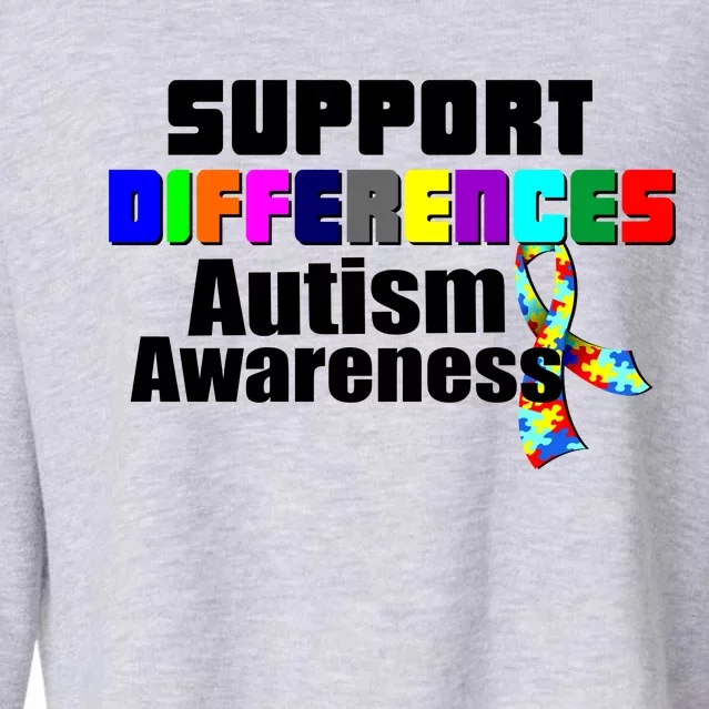 Support Differences Autism Awareness Cropped Pullover Crew