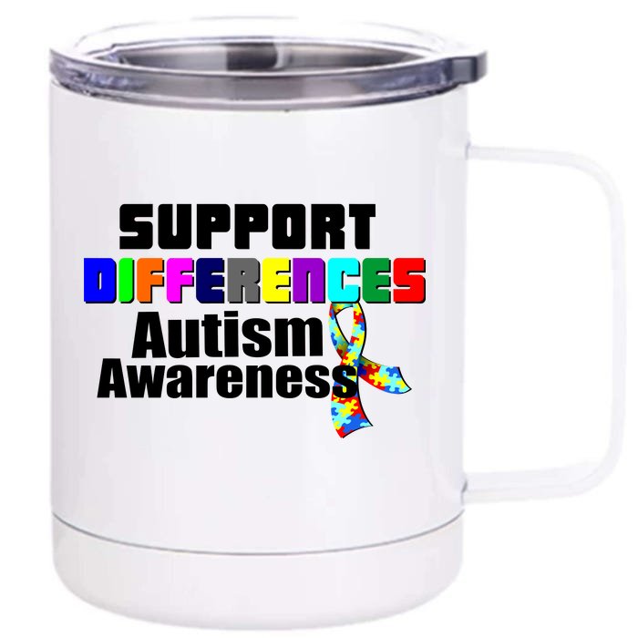 Support Differences Autism Awareness Front & Back 12oz Stainless Steel Tumbler Cup