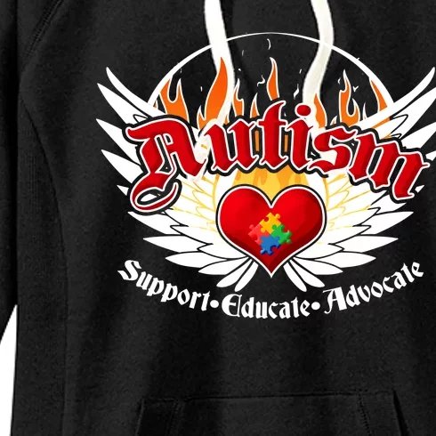 Support Educate Advocate - Autism Flames Women's Fleece Hoodie