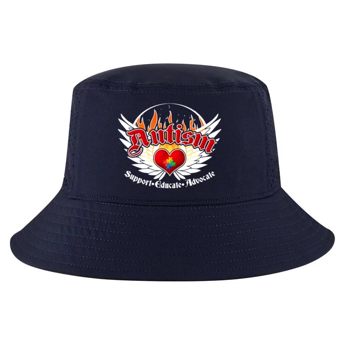 Support Educate Advocate - Autism Flames Cool Comfort Performance Bucket Hat