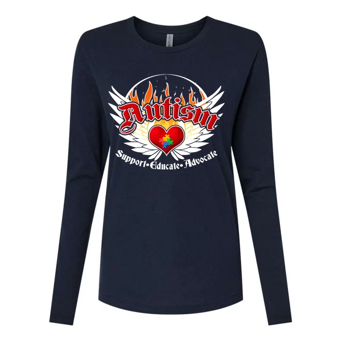 Support Educate Advocate - Autism Flames Womens Cotton Relaxed Long Sleeve T-Shirt