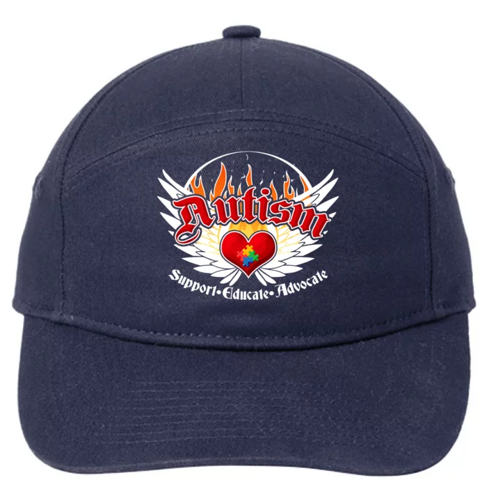 Support Educate Advocate - Autism Flames 7-Panel Snapback Hat