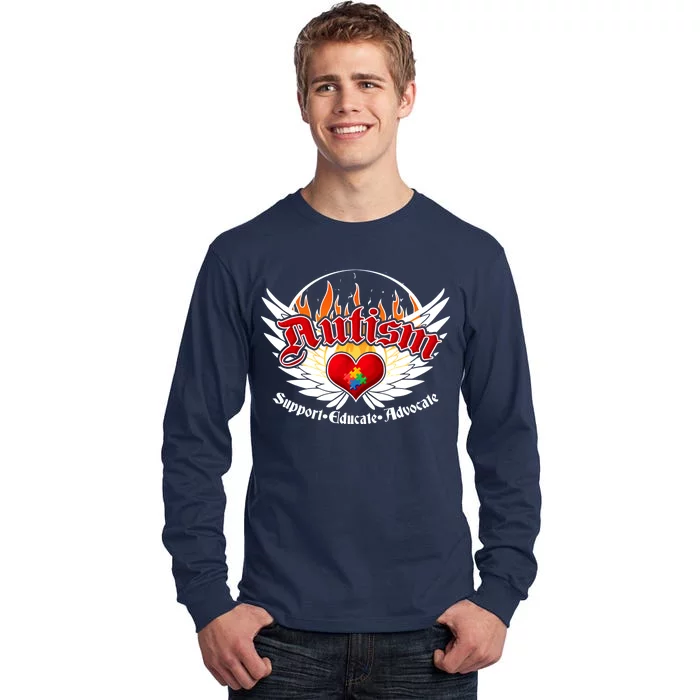 Support Educate Advocate - Autism Flames Tall Long Sleeve T-Shirt