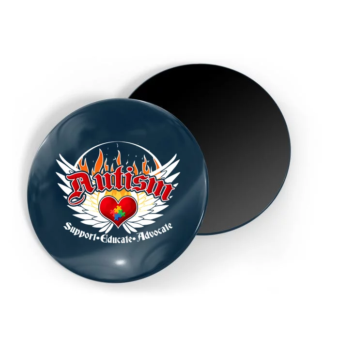 Support Educate Advocate - Autism Flames Magnet