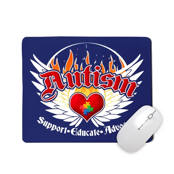 Support Educate Advocate - Autism Flames Mousepad