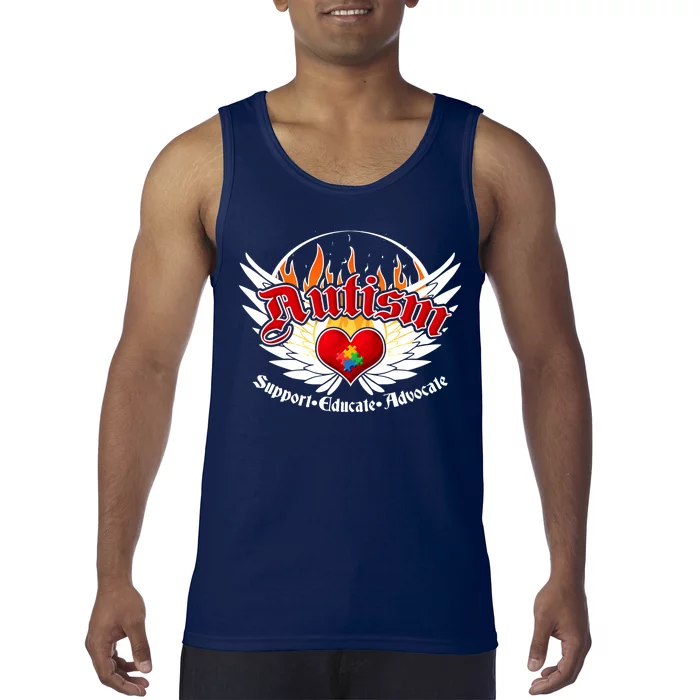 Support Educate Advocate - Autism Flames Tank Top