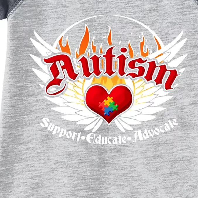 Support Educate Advocate - Autism Flames Infant Baby Jersey Bodysuit