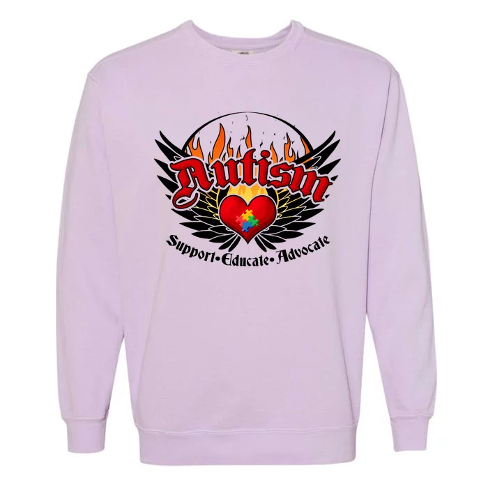 Support Educate Advocate - Autism Flames Garment-Dyed Sweatshirt