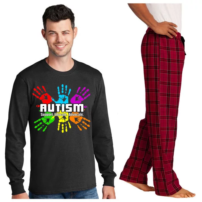 Support Educate Advocate Autism Handprint Long Sleeve Pajama Set