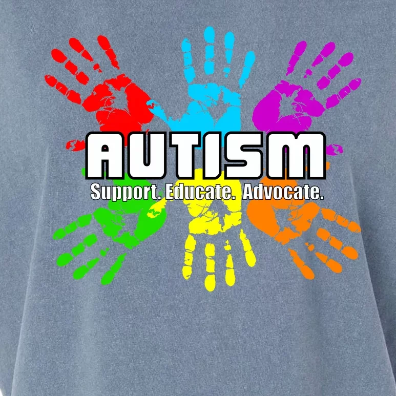 Support Educate Advocate Autism Handprint Garment-Dyed Women's Muscle Tee