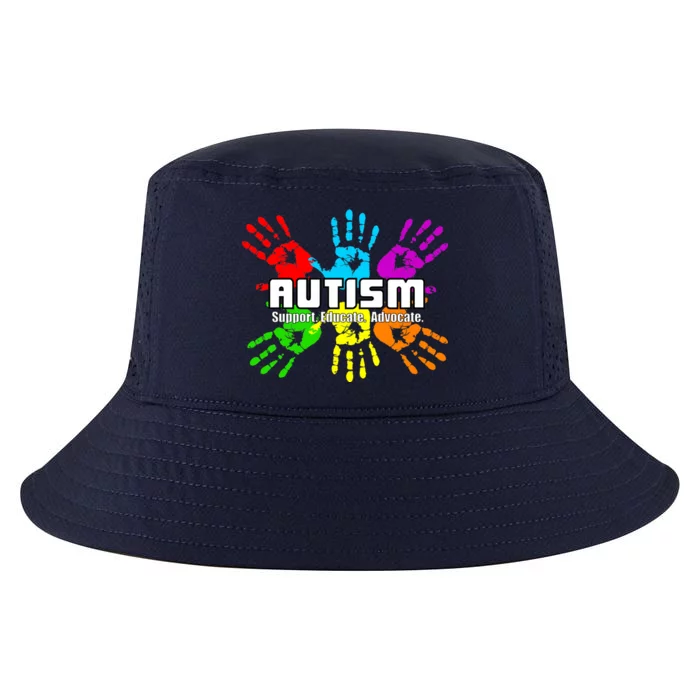 Support Educate Advocate Autism Handprint Cool Comfort Performance Bucket Hat