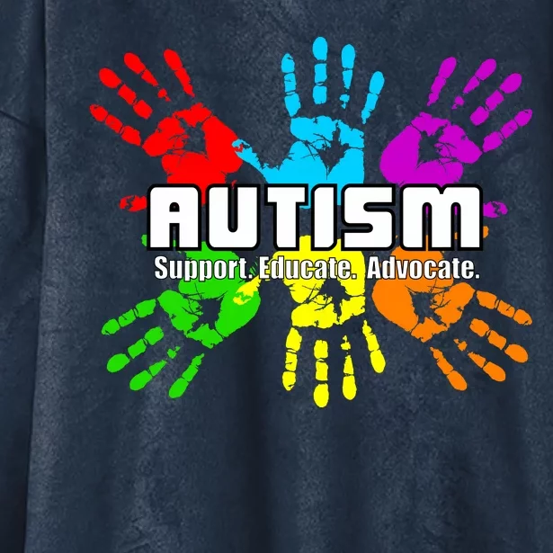 Support Educate Advocate Autism Handprint Hooded Wearable Blanket