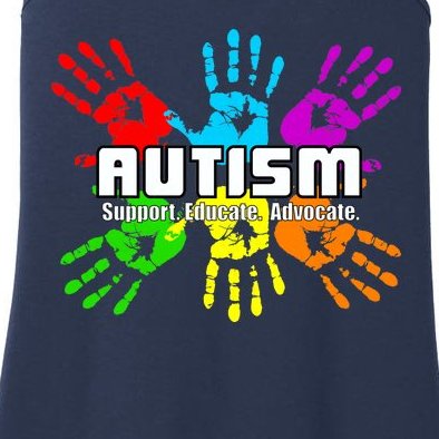 Support Educate Advocate Autism Handprint Ladies Essential Tank