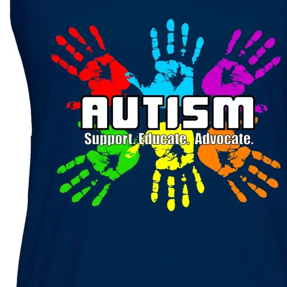 Support Educate Advocate Autism Handprint Ladies Essential Flowy Tank