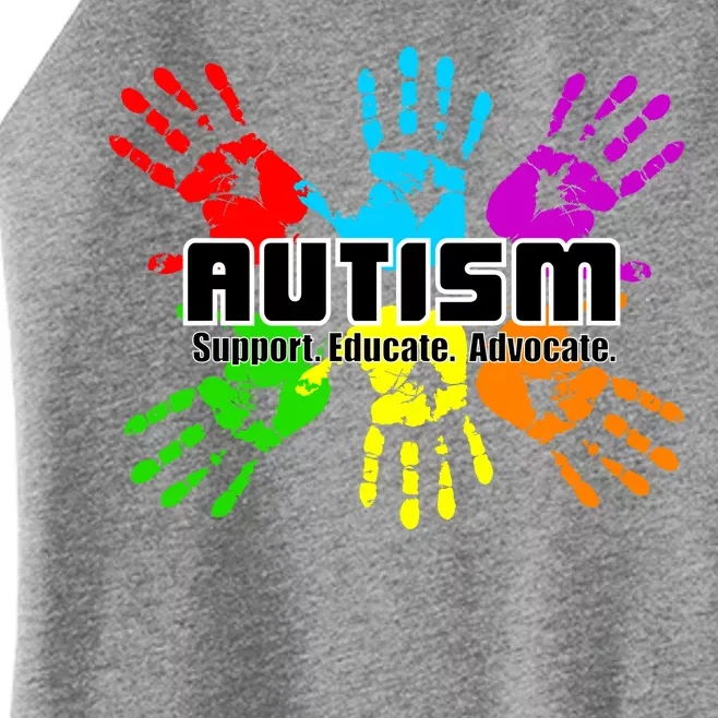 Support Educate Advocate Autism Handprint Women’s Perfect Tri Rocker Tank