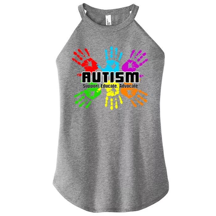 Support Educate Advocate Autism Handprint Women’s Perfect Tri Rocker Tank