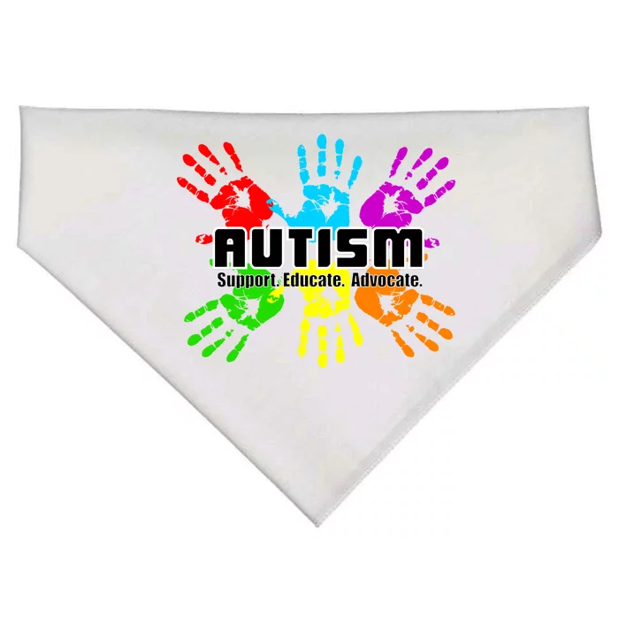 Support Educate Advocate Autism Handprint USA-Made Doggie Bandana